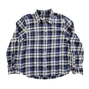 Lauren Ralph Lauren Women's Plaid Shirt Size XXL Blue Plaid Green Label EUC